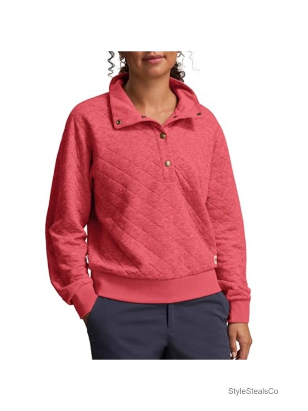 Women's Galen Funnel Neck Diamond Quilt Knit Sweatshirt